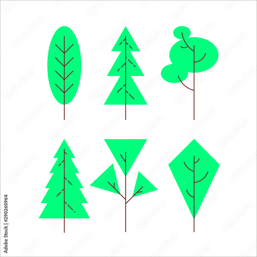 Icons set of various trees. Isolated vector illustration. Icons set of various trees. Isolated vector illustration.