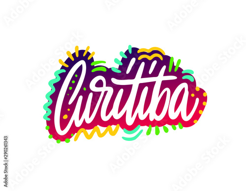 Curitiba  Brazilian City Name  Vector Banner  Lettering with City Name from Brazil