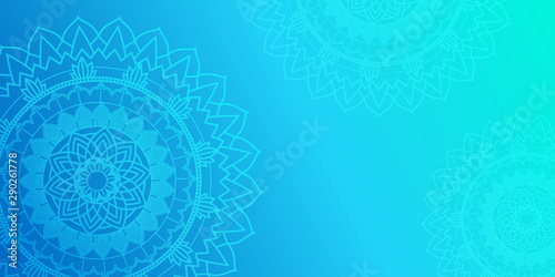 Background design with mandalas on blue
