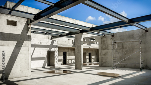 Der Rohbau auf der Baustelle ist fertig.