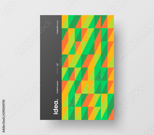 Amazing business presentation vector A4 vertical orientation front page mock up. Modern corporate report cover abstract geometric illustration design layout. Company identity brochure template.