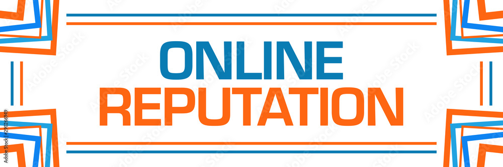 Fototapeta premium Online Reputation Blue Orange Random Borders Horizontal 