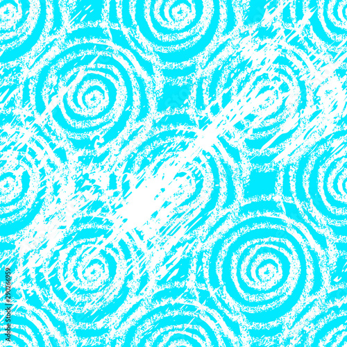 Blue pattern with white hand drawn spirals