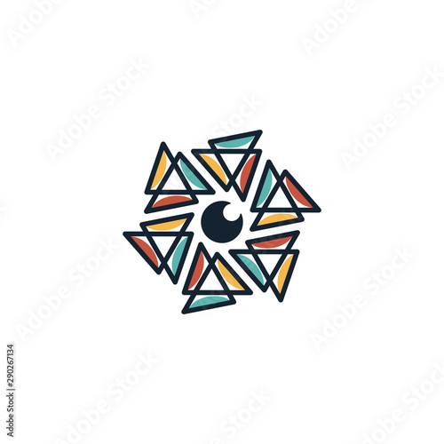 Hexagon lens logo design vector unique, modern
