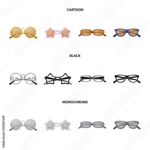Fototapeta Naklejka Na Ścianę i Meble -  Vector design of glasses and sunglasses sign. Set of glasses and accessory stock symbol for web.