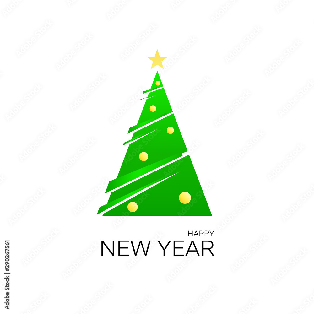 Minimalist new year card with christmas tree Minimalist new year card with christmas tree