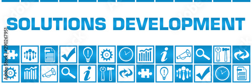 Solutions Development Blue White Box Grid Business Symbols 