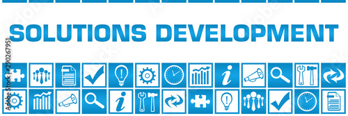 Solutions Development Blue White Box Grid Business Symbols 