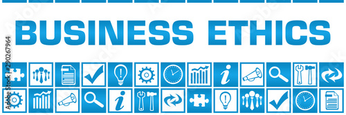 Business Ethics Blue White Box Grid Business Symbols 