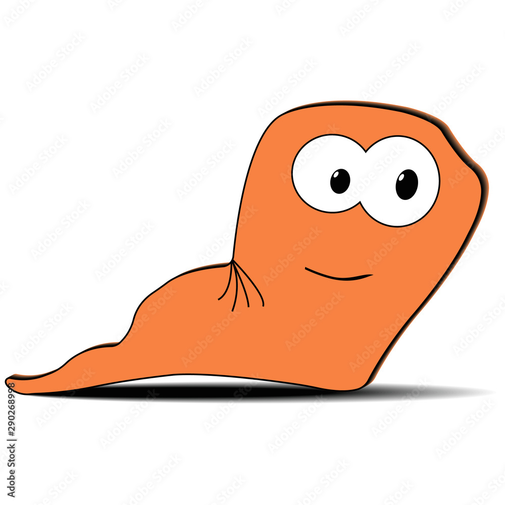 Fototapeta premium cartoon worm with big eyes crawling vector isolated illustration