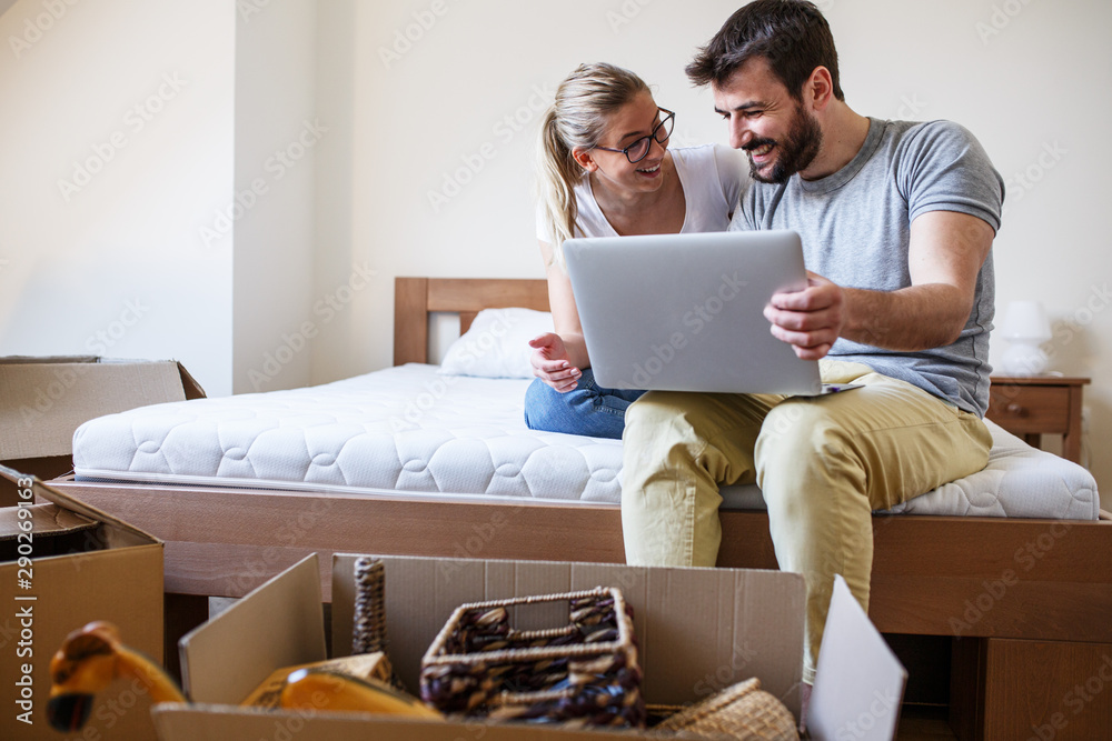 Excitedly settling into their first apartment, the couple cleans, unpacks, and explores online interior design ideas to create a cozy haven. Excitedly settling into their first apartment, the couple cleans, unpacks, and explores online interior design ideas to create a cozy haven.