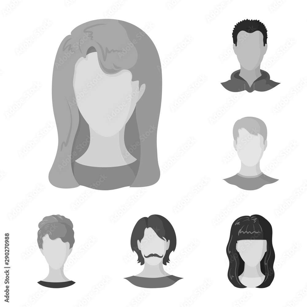 Isolated object of character and profile icon. Collection of character and dummy vector icon for stock.