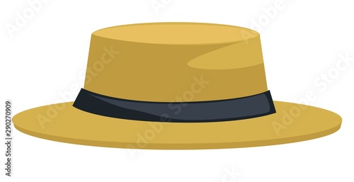 Straw hat isolated object, summer vacation symbol, headdress
