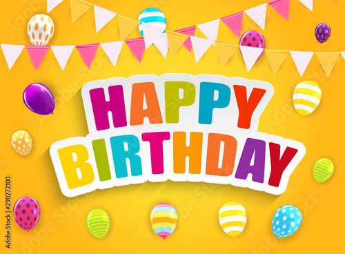 Glossy Happy Birthday Balloons Background Vector Illustration