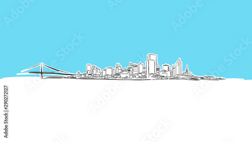 San Francisco Skyline Panorama Vector Sketch