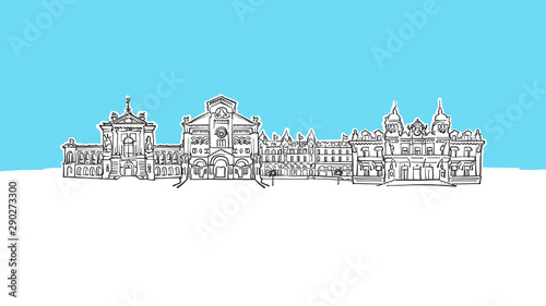 Monaco, Panorama Skyline Panorama Vector Sketch