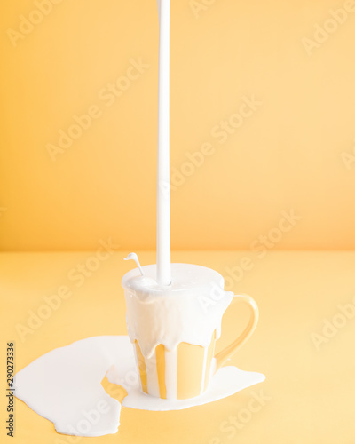 Filling too much milk into a mug