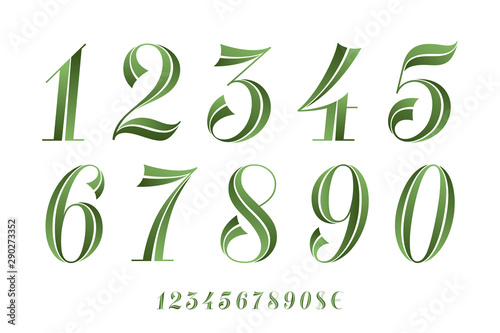 Numbers Font. Classical geometric design of numbers