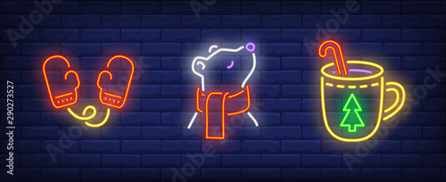 Christmas warmth neon sign set