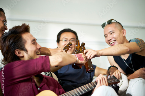 Photography young asian adults partying at home