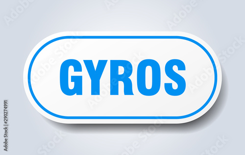 gyros sign. gyros rounded blue sticker. gyros