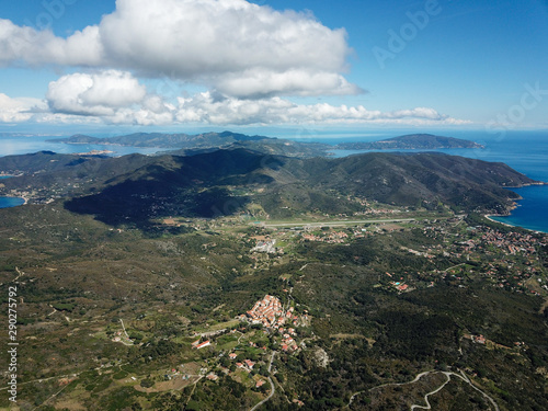 Drone view of Elba island, Tuscany sea, Italy