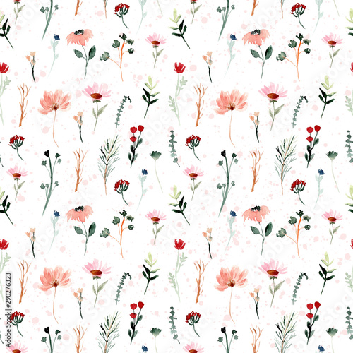 mini wild floral watercolor seamless pattern