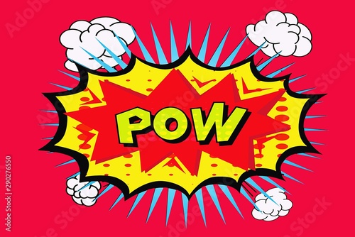 comic pow vintage style on pink background - illustration design 