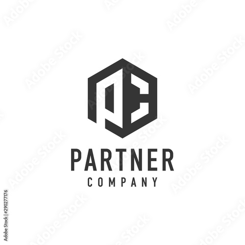 initials Pc hexagon logo - light background vector design