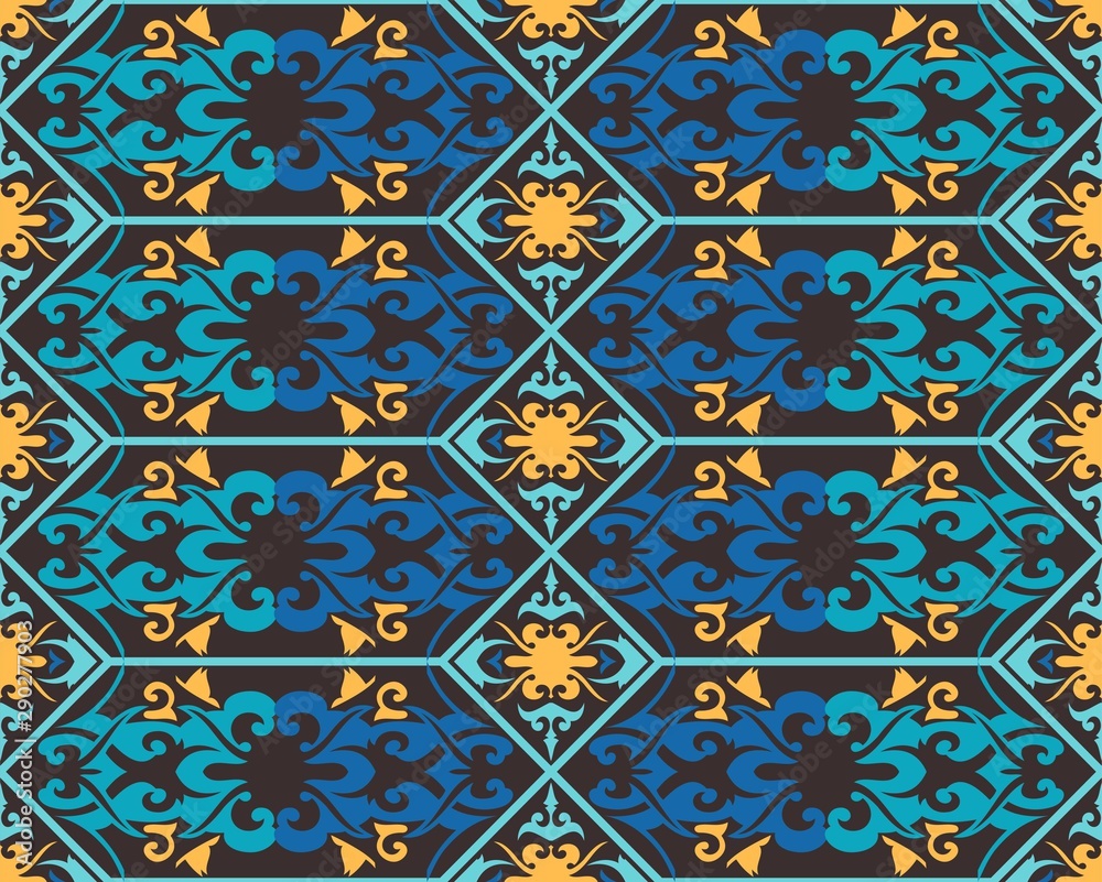 traditional seamless pattern of batik motif. Stylish fabric vector design. Creative textile background for fashion or cloth. Borneo style
