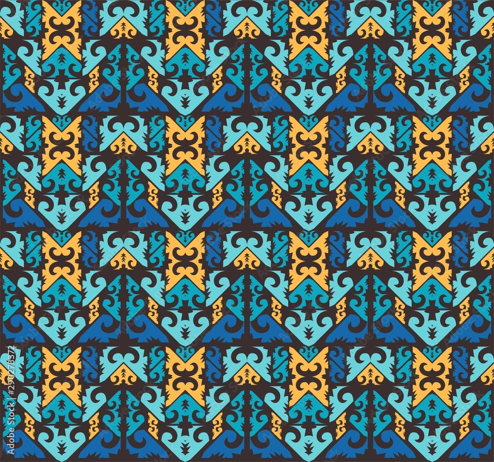 traditional seamless pattern of batik motif. Stylish fabric vector design. Creative textile background for fashion or cloth. Borneo style