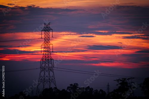 pylons at sunset