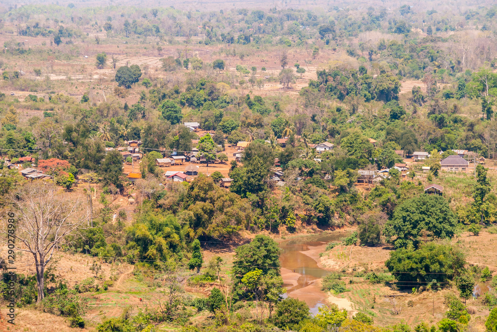Tad Soung village with river, Laos