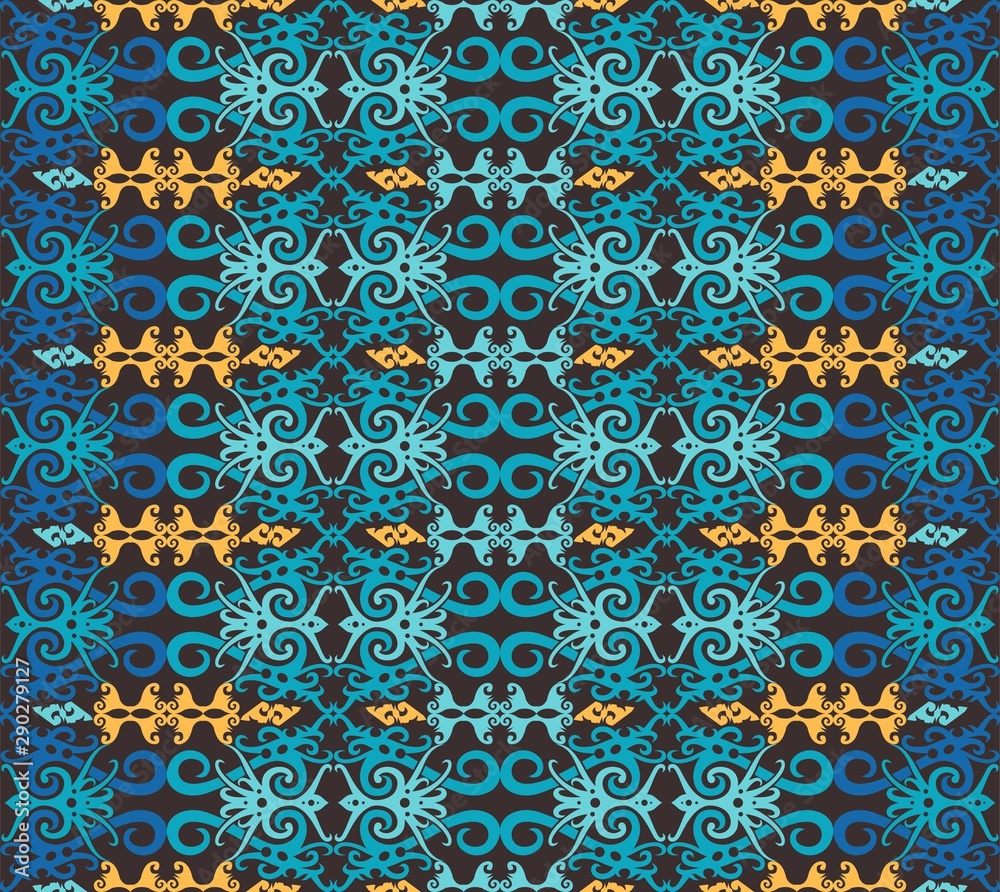 traditional seamless pattern of batik motif. Stylish fabric vector design. Creative textile background for fashion or cloth. Borneo style