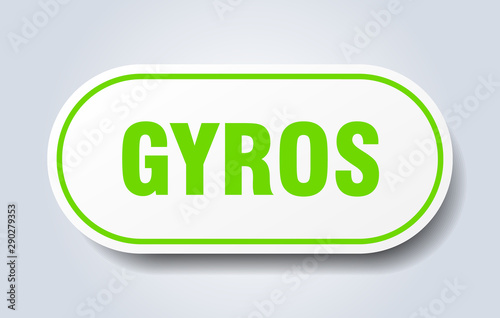 gyros sign. gyros rounded green sticker. gyros