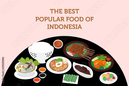 the best popular food of indonesia illustration vector