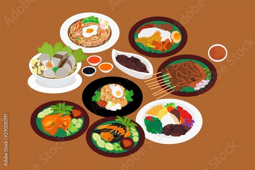 the best popular food of indonesia illustration vector