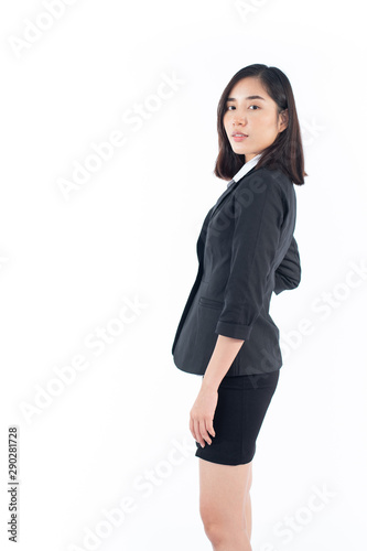 Portrait young Asian girl on white background.