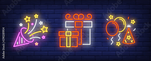 Anniversary party neon sign set