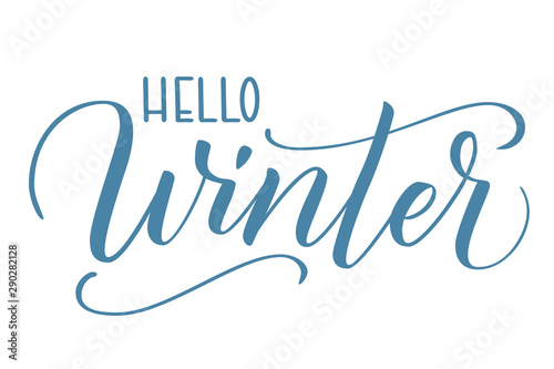 Handwritten modern brush calligraphy Hello Winter on white background. Vector illustration.