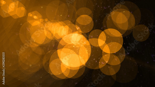Isolated orange, yellow light rays animation. Shine or sun effect on black screen with bokeh. Dust, dirty lens effect, glitter, shiny, bright, flare footage with alpha channel. 