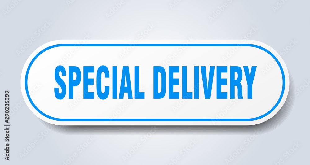 special delivery sign. special delivery rounded blue sticker. special delivery