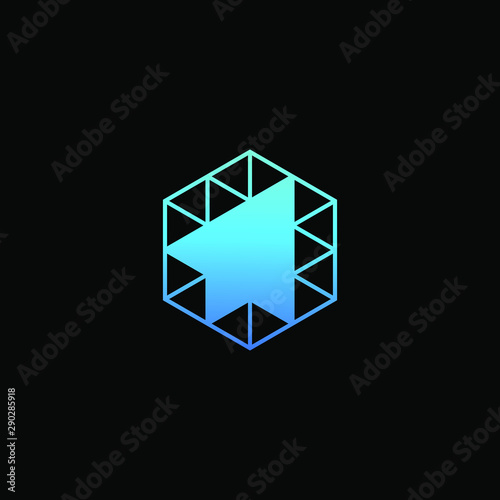 Rocket launch logo, Arrow right concept. Hexagon Rocket Logo Template Design. Spaceship startup abstract business logo idea. Corporate identity logotype, company graphic design template - vector © gemilang