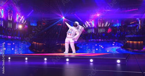 Astronaut Dancing On A Disco Stage - 3D Illustration Render