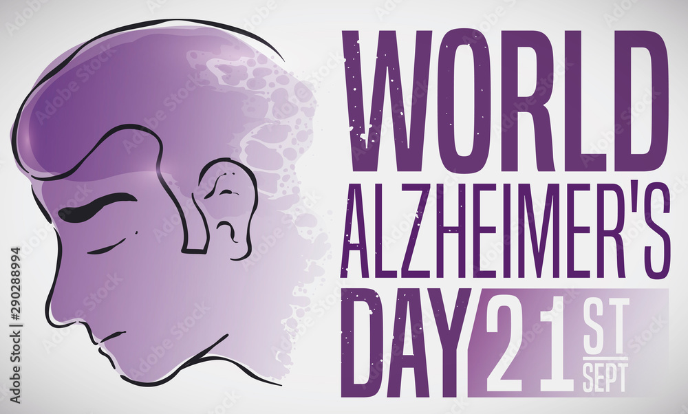 Man Fighting against Alzheimer's Disease during Its Commemorative Day, Vector Illustration