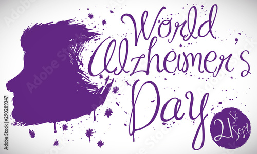Head in Brushstroke Style Promoting Awareness in World Alzheimer's Day, Vector Illustration