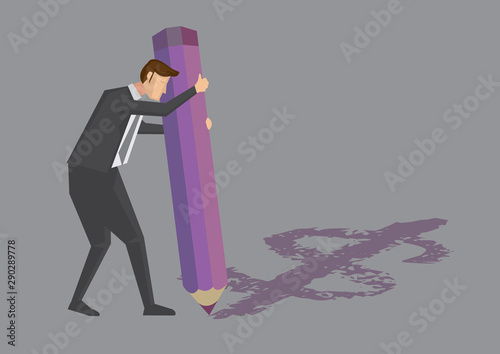 Businessman Drawing Money Symbol with Colored Pencil Vector Illustration