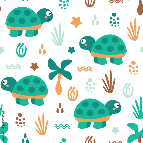 seamless repeat pattern with turtles