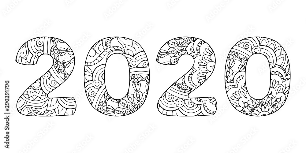 small number 2020 patterned with tangled shapes small number 2020 patterned with tangled shapes