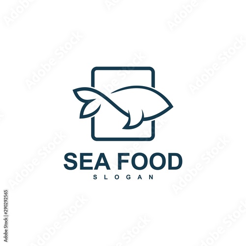 fish logo template, design concept vector, sea food